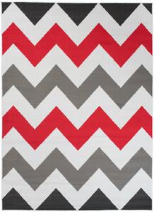 Chemex Kusový koberec Maya - vlnky 3 - šedý/červený Rozměr koberce: 80x150 cm
