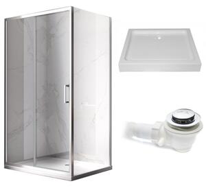 BPS-koupelny Obdélníkový sprchový kout KZ103A 100x80 chrom/transparent + vanička SXL03C WH bílá