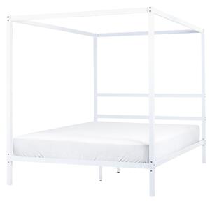 Kovová postel s baldachýnem 160 x 200 cm bílá LESTARDS