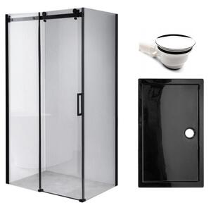 BPS-koupelny Obdélníkový sprchový kout BS14B 110x90 černý/transparent + vanička ST04A černá
