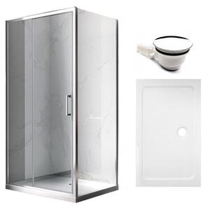 BPS-koupelny Obdélníkový sprchový kout KZ103B 110x80 chrom/transparent + vanička ST03A WH bílá