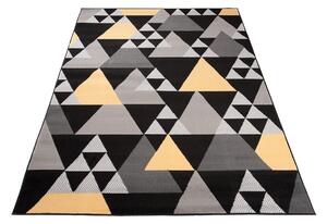 Chemex Kusový koberec Maya - trojúhelníky 2 - černý/žlutý Rozměr koberce: 80x150 cm
