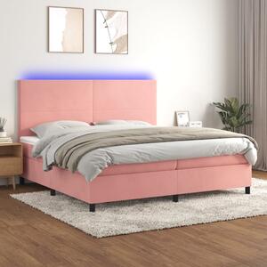 Box spring postel s matrací a LED růžová 200x200 cm samet 3136028