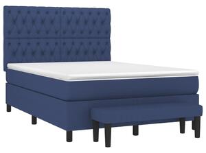 Box spring postel s matrací modrá 140x190 cm textil