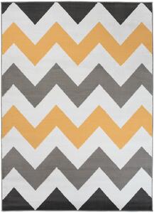 Chemex Kusový koberec Maya - vlnky 3 - šedý/žlutý Rozměr koberce: 80x150 cm