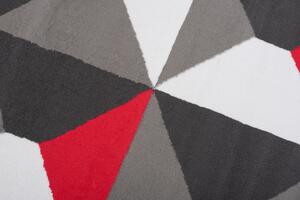 Chemex Kusový koberec Maya - geometrické tvary 6 - šedý/červený Rozměr koberce: 80x150 cm