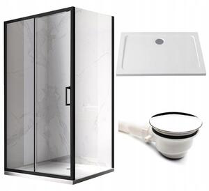 BPS-koupelny Obdélníkový sprchový kout KZ103B BL 110x80 černý/transparent + vanička ST03B WH bílá