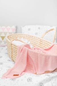 Sensillo Dětská pletená bambusová deka do kočárku 100x80 cm růžová