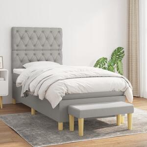 Box spring postel s matrací světle šedá 80 x 200 cm textil 3137349
