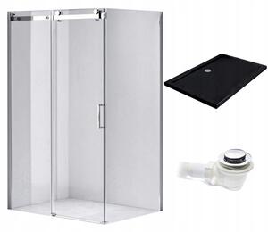 BPS-koupelny Obdélníkový sprchový kout KZ203C 120x80 chrom/transparent + vanička ST03C BL černá