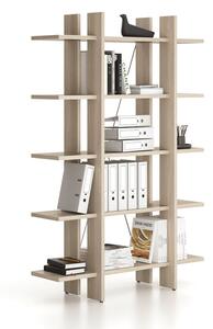 Kancelářský regál vysoký krátký SOLID, 1250 x 400 x 1825 mm, dub přírodní