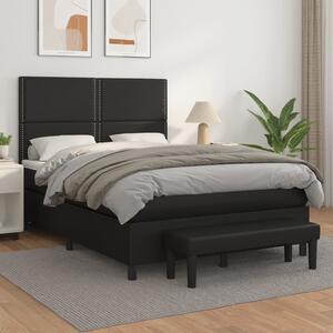Box spring postel s matrací černá 140 x 190 cm umělá kůže 3137599
