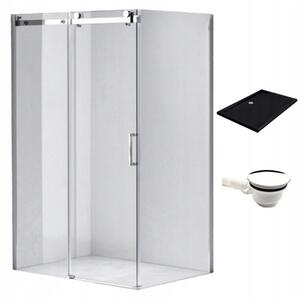 BPS-koupelny Obdélníkový sprchový kout KZ202A 100x90 chrom/transparent + vanička ST04A BL černá