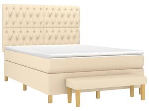 Box spring postel s matrací krémová 140x190 cm textil