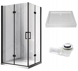 BPS-koupelny Obdélníkový sprchový kout KZ12B BL 100x80 černý/transparent + vanička SXL03C WH bílá