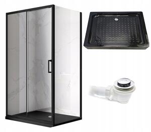BPS-koupelny Obdélníkový sprchový kout KZ103A BL 100x80 černý/transparent + vanička SXL03C BL černá