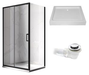 BPS-koupelny Obdélníkový sprchový kout KZ104C BL 120x90 černá/transparent + vanička SXL04C WH bílá