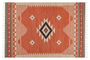 Bavlněný kelimový koberec 140 x 200 cm oranžový GAVAR