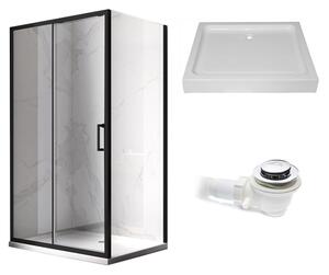 BPS-koupelny Obdélníkový sprchový kout KZ103A BL 100x80 černý/transparent + vanička SXL03C WH bílá
