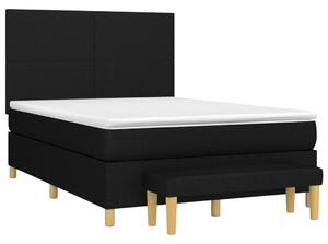 Box spring postel s matrací černá 140 x 190 cm textil