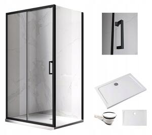 BPS-koupelny Obdélníkový sprchový kout KZ104C BL 120x90 černá/transparent + vanička ST04C WH bílá