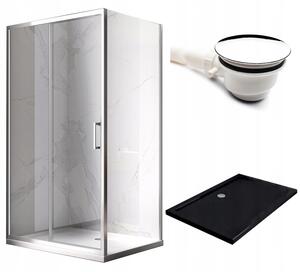 BPS-koupelny Obdélníkový sprchový kout KZ103A 100x80 chrom/transparent + vanička ST03A BL černá