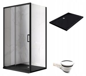 BPS-koupelny Obdélníkový sprchový kout KZ104C BL 120x90 černá/transparent + vanička ST04C BL černá