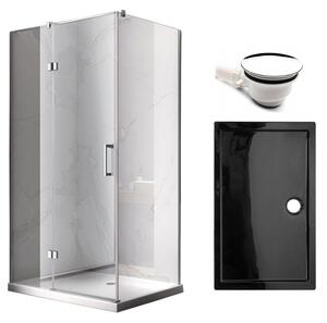 BPS-koupelny Obdélníkový sprchový kout KZ03D 120x100 chrom/transparent + vanička ST06C BL černá