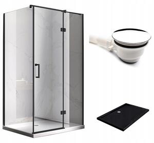 BPS-koupelny Obdélníkový sprchový kout KZ03D BL 120x100 černá/transparent + vanička ST06C BL černá