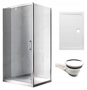 BPS-koupelny Obdélníkový sprchový kout KZ06C 110x80 chrom/transparent + vanička ST03B WH bílá