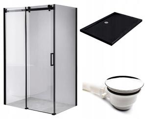 BPS-koupelny Obdélníkový sprchový kout BS14A 100x90 černý/transparent + vanička ST04A černá