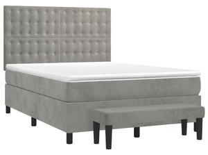 Box spring postel s matrací světle šedá 140x190 cm samet