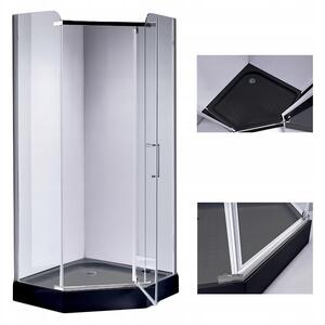 BPS-koupelny Pětiúhelníkový sprchový kout KZ91A 80x80 cm chrom/transparent + vanička SXL07A BL černá