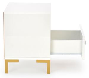 Noční stolek SILVIA, 40x52x40, bílá/zlatá