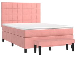 Box spring postel s matrací růžová 140x190 cm samet