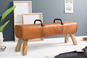 Designová luxusní lavice Bock Kult z pravé kůže 134cm