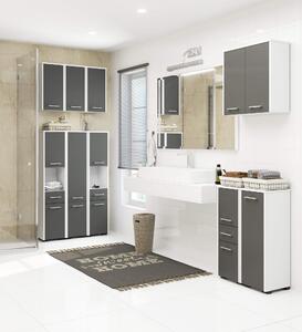 Designová koupelnová skříňka ISLA60, bílá / grafitový lesk