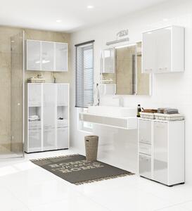 Moderní koupelnová skříňka ASTRA2D, bílá / metalický lesk