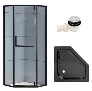 BPS-koupelny Pětiúhelníkový sprchový kout KZ4026A BL 80x80 černá/transparent + vanička SXL07A BL černá