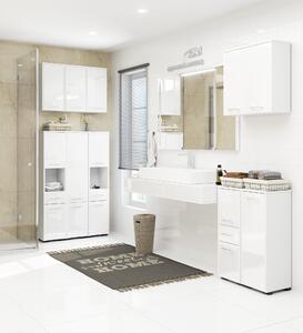 Moderní koupelnová skříňka ASTRA2D, bílá / bílý lesk
