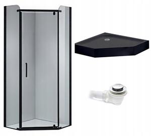 BPS-koupelny Pětiúhelníkový sprchový kout KZ91A BL 80x80 černá/transparent + vanička SXL07A BL černá