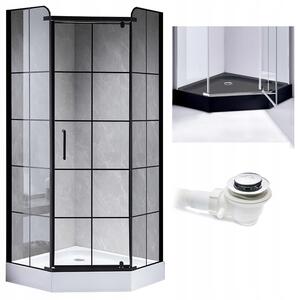 BPS-koupelny Pětiúhelníkový sprchový kout BS06B 80x80 cm černá/transparent + vanička SXL07A BL černá