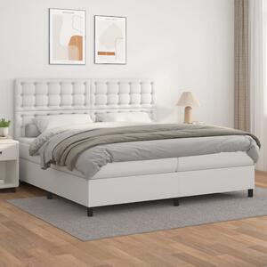 Box spring postel s matrací bílá 200x200 cm umělá kůže 3142864