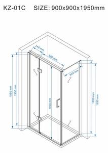 BPS-koupelny Čtvercový sprchový kout KZ90B 90x90 chrom/transparent + vanička RIKO BL černá