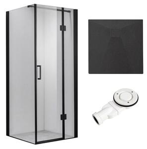 BPS-koupelny Čtvercový sprchový kout KZ1390B BL 90x90 černý/transparent + vanička RIKO BL černá
