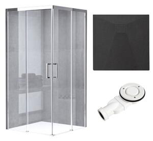 BPS-koupelny Čtvercový sprchový kout KZ90B 90x90 chrom/transparent + vanička RIKO BL černá
