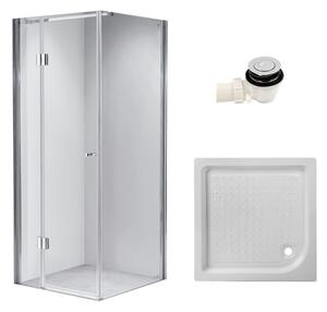 BPS-koupelny Čtvercový sprchový kout KZ1390A 80x80 chrom/transparent + vanička SXL02A WH bílá