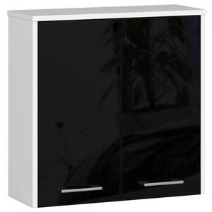 Designová koupelnová skříňka ISLA60, bílá / černý lesk