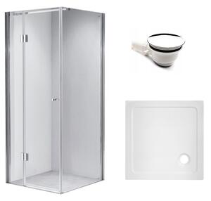 BPS-koupelny Čtvercový sprchový kout KZ1390A 80x80 chrom/transparent + vanička ST02A WH bílá