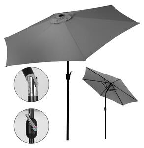ModernHome Zahradní deštník s klikou, 6 žeber, šedý 270 cm